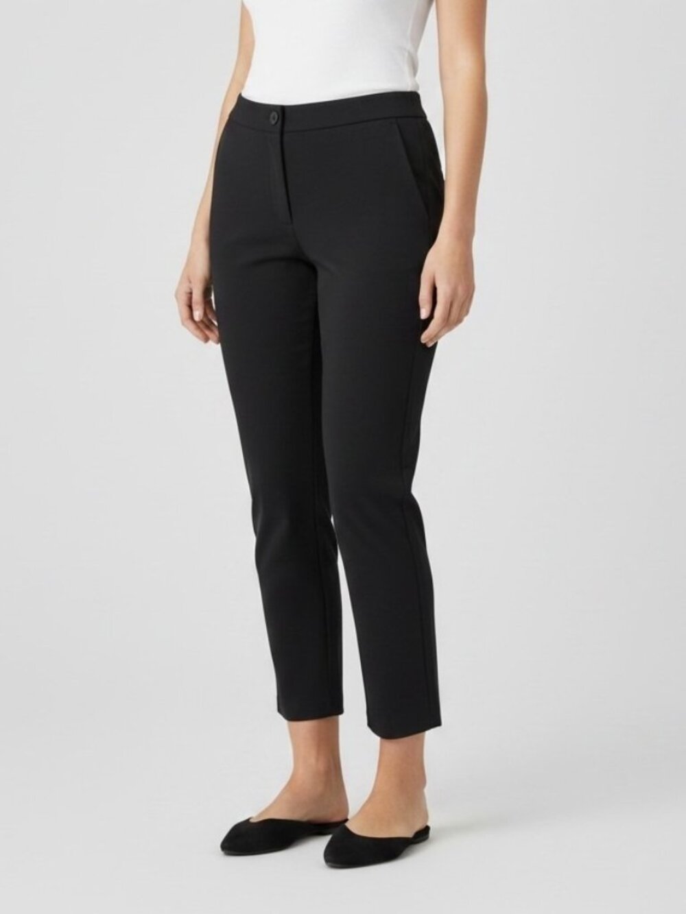 Eileen Fisher Black Cropped Pants Women’s S Organic Cotton Stretch